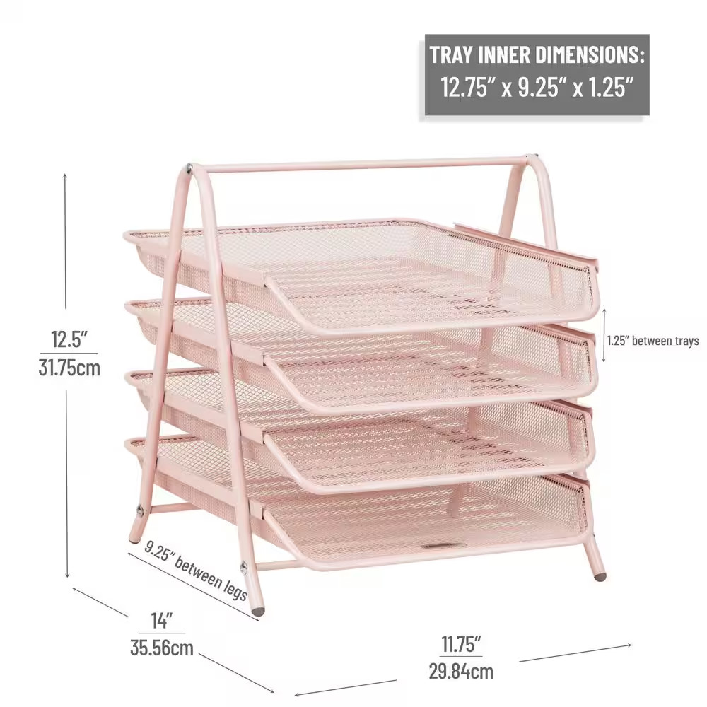 Network Collection, 4-Tier Paper Tray, File Storage, Desktop Organizer, Metal Me