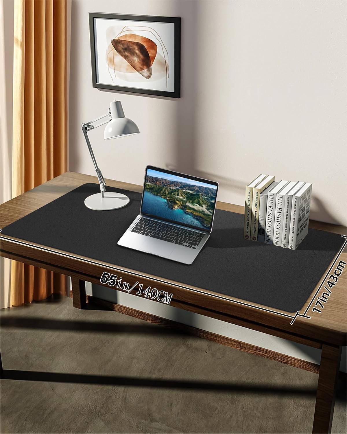 Extra Large Desk mat, Leather Pad Protector,Office 55″ x 17″, Black