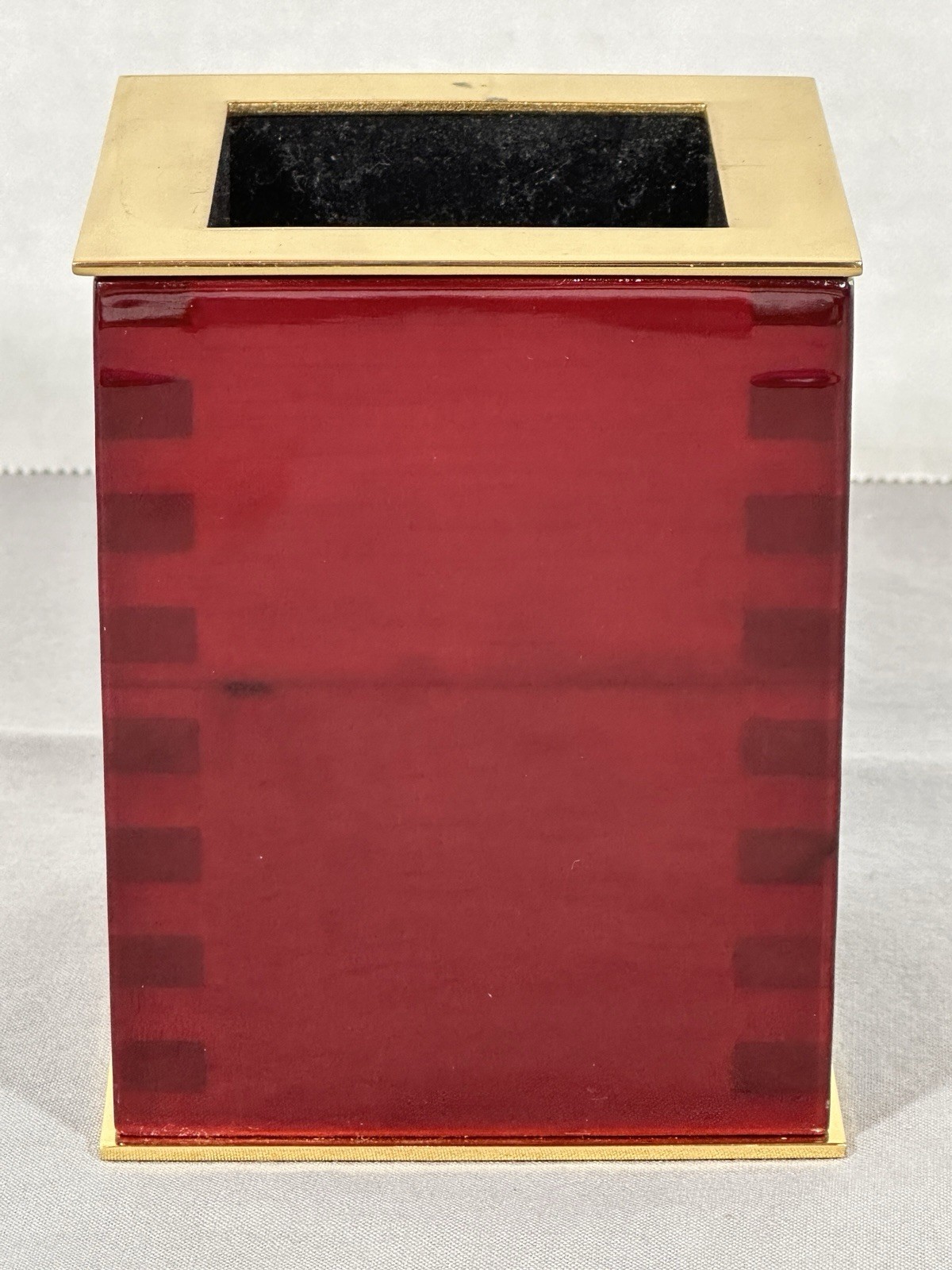 Washington University St Louis Desk Pencil Holder Wood Brass Tone Office Cup
