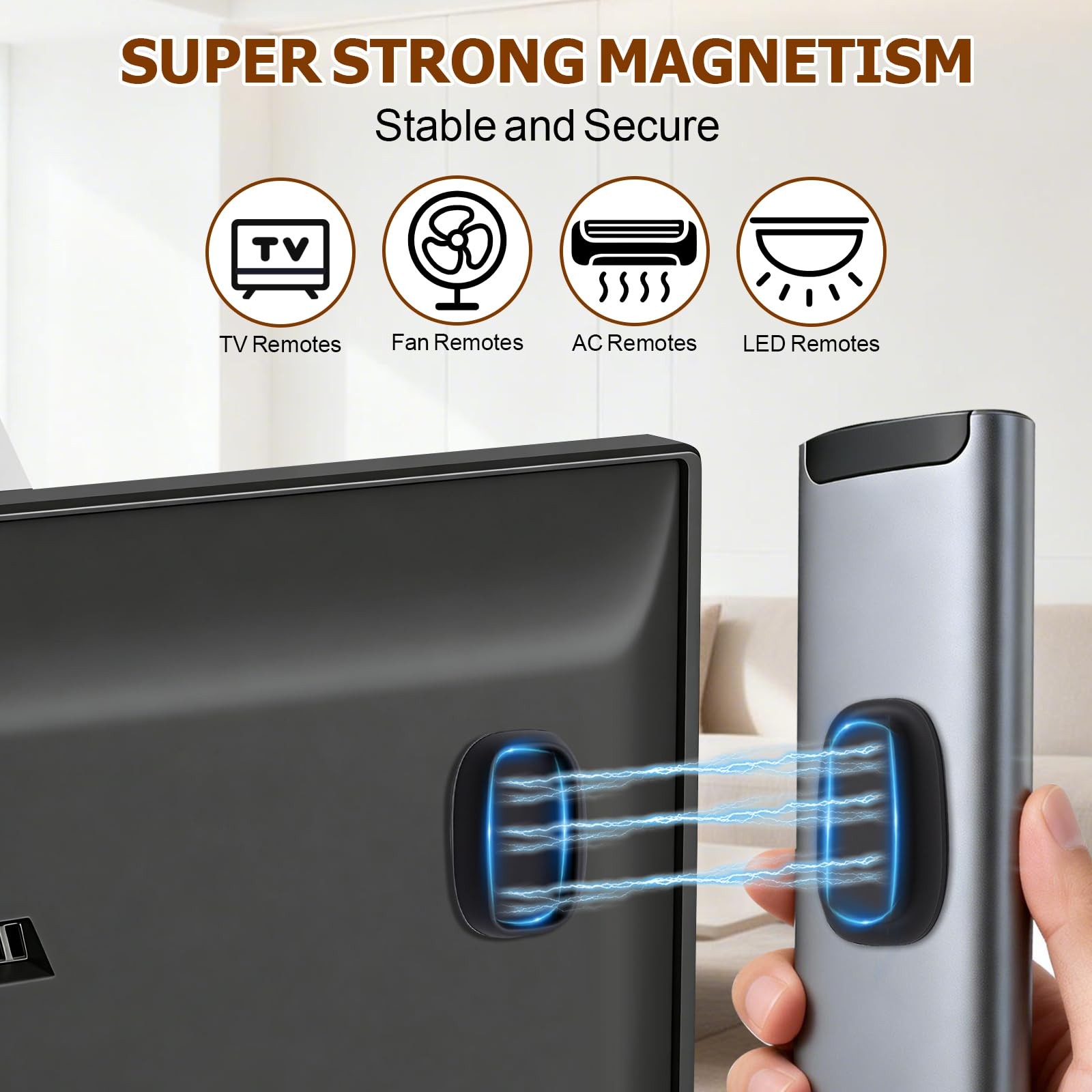 4 Pack Magnetic Remote Control Holder Wall Mount, No Drill Self-Adhesive Orga…