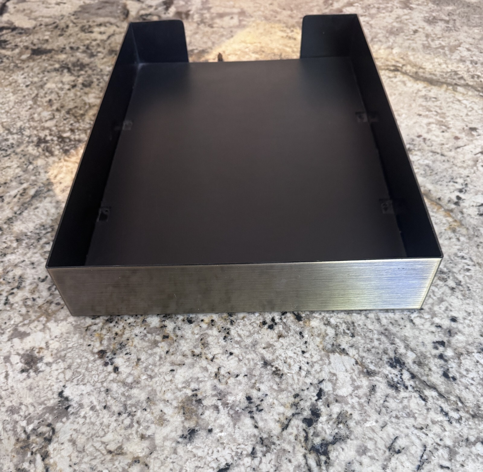 Vintage Smokador Office Letter Tray Organizer Brushed Brass 1970’s 15″x10.5″x2″