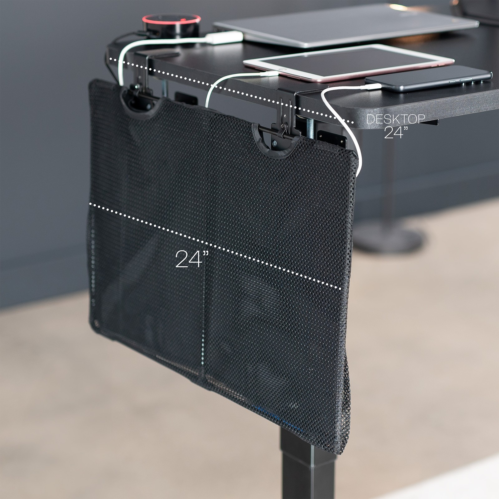 VIVO Black Clamp-on 24″ Privacy & Cable Management Sleeve Panel Kit for Desk