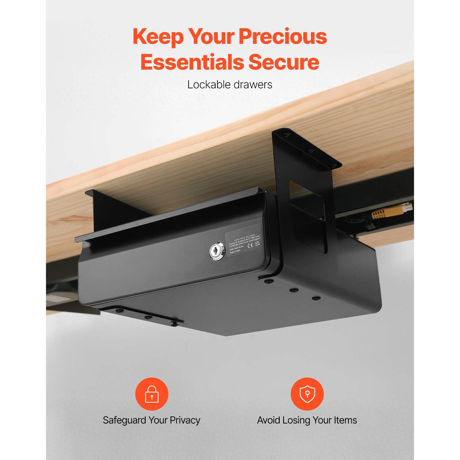 Uimoso 13 in Lockable Slide-Out Under Desk Drawer for Office and Home Use