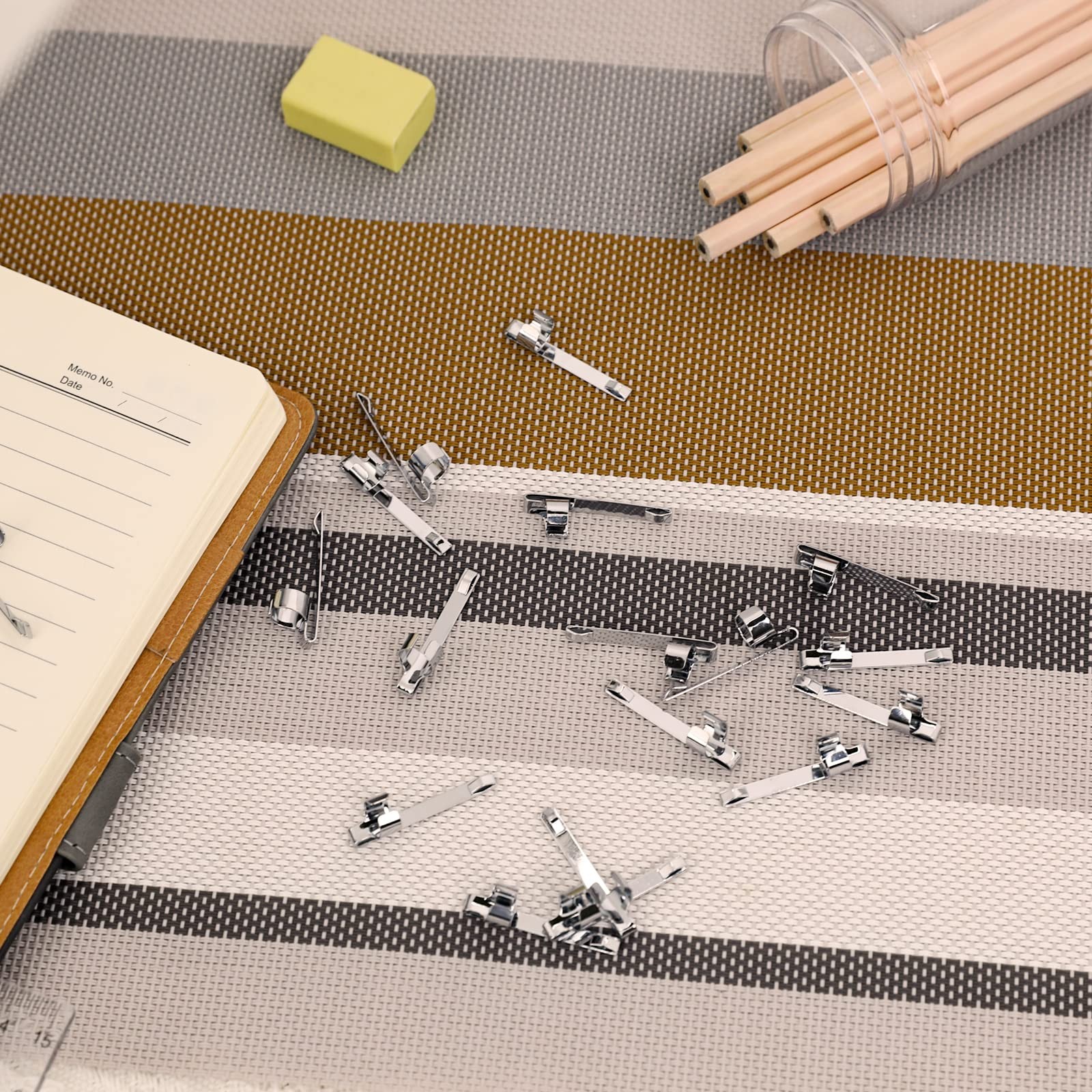 20 Pcs Metal Pencil Clips Slide On Pencil Pocket Pen Holder Clips for Notebook