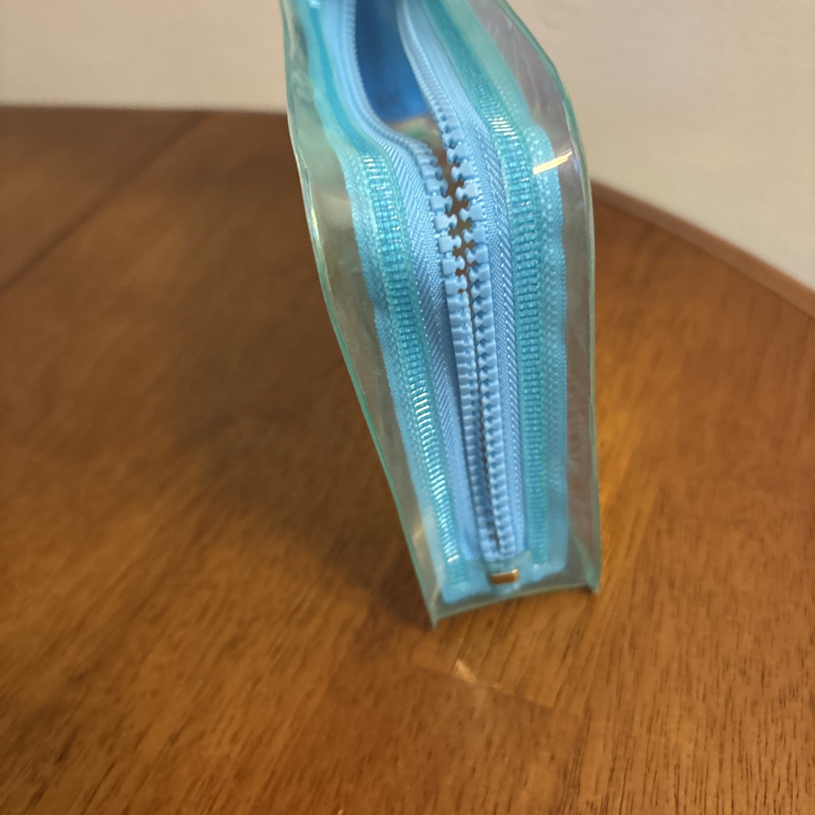 Noted by Post-it® Pen Pouch Iridescent Blue Tone Zipper Translucent Case