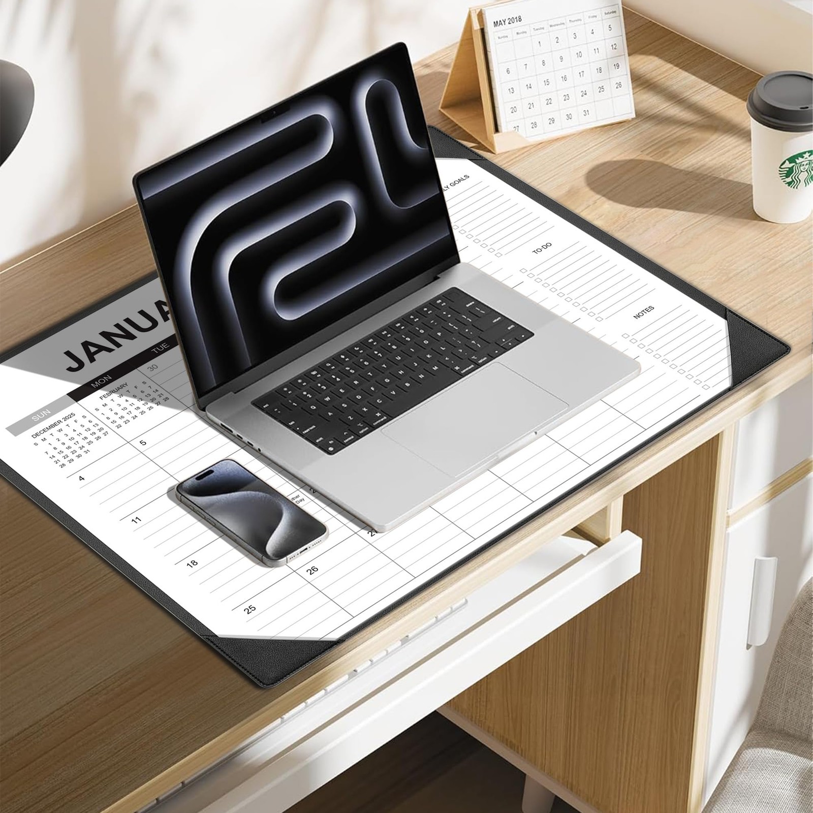 Desk Calendar 2026-2027 with Desk Mat – 22″ x 17″ Large Desk Pad Calendar Runs f