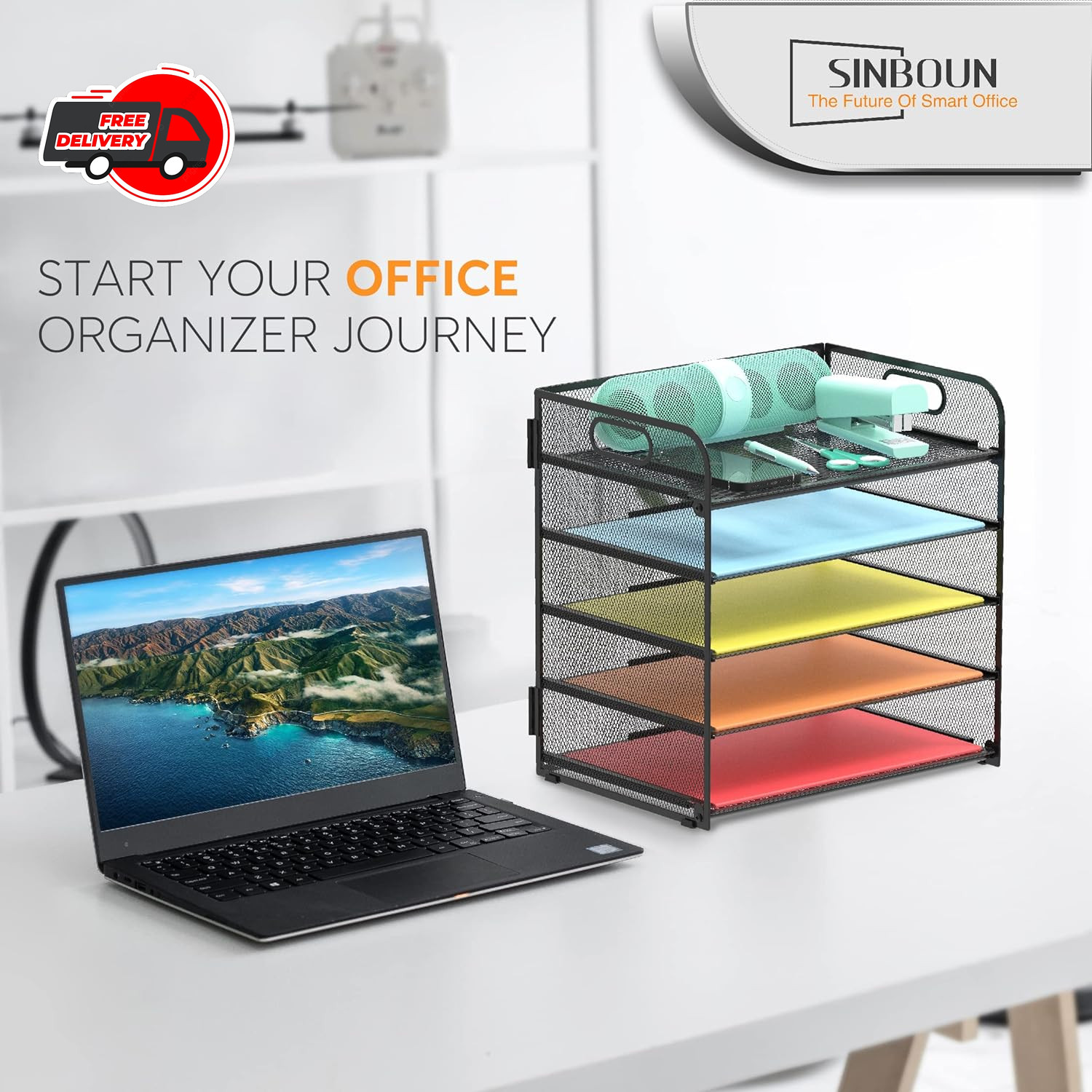 Letter Tray Paper Organizer 5-Tier Desk Organizer File Organizer Paper Holder wi