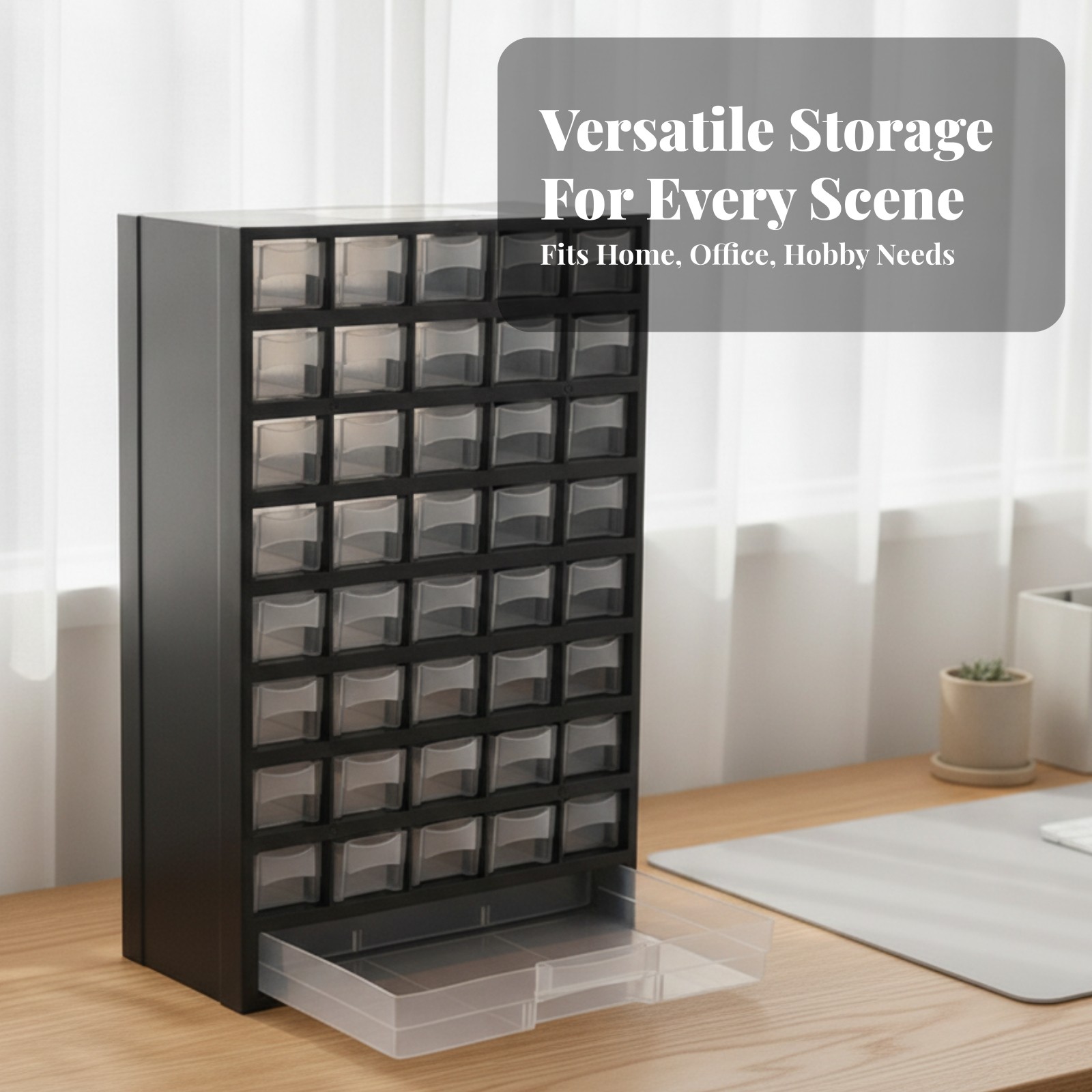 Desktop Drawer Cabinet Clear Polymeric Drawer Cabinet Long-Lasting Upright