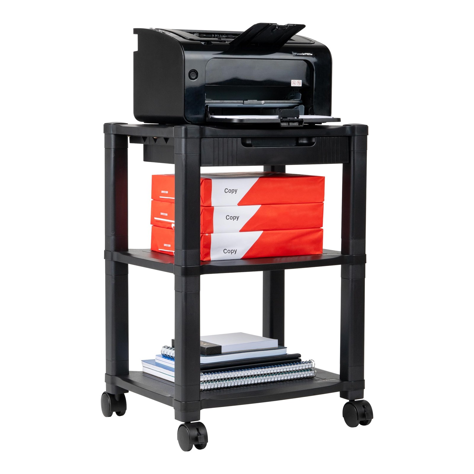 Mind Reader Rolling Printer Cart, Utility 17.25″L x 13.5″W x 24.5″H, Black