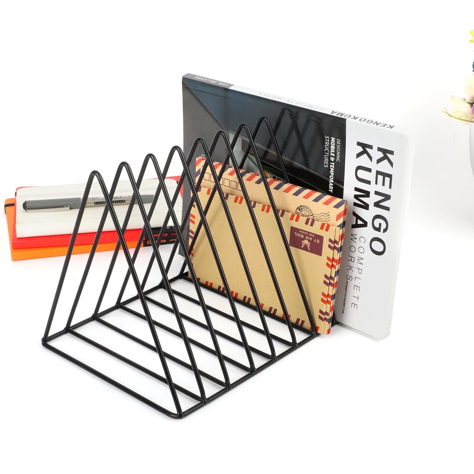 Vinyl Record Holder Storage, 9 Slot Metal Magazine Book Album Display Rack, S…
