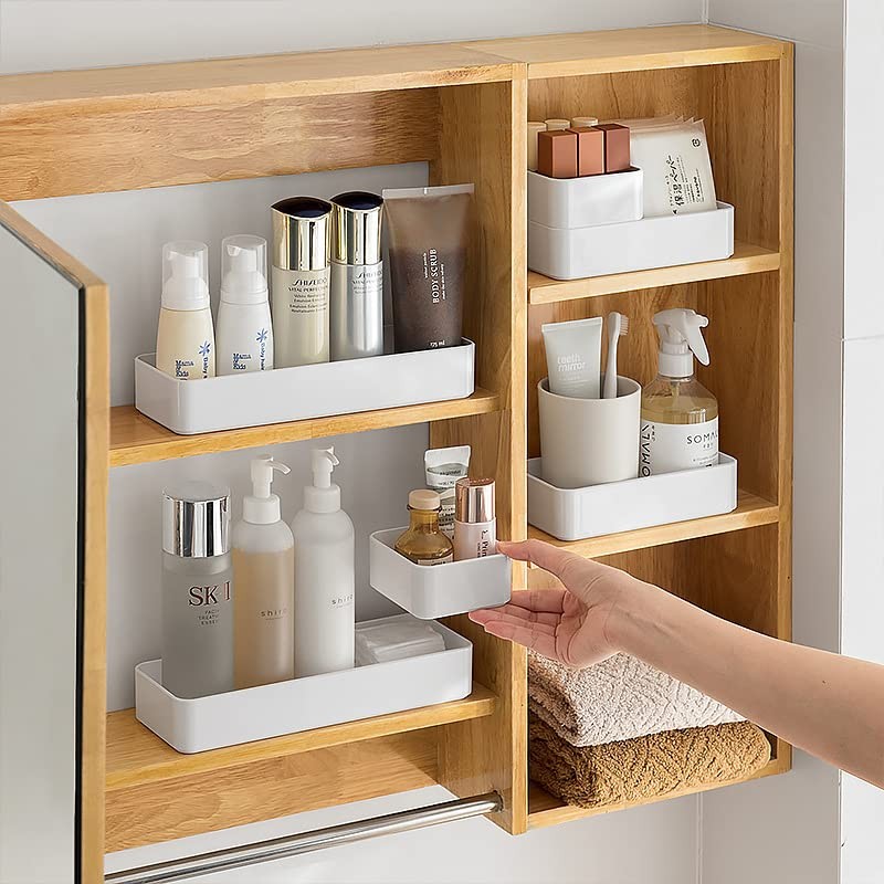 RAUVOLFIA Plastic Drawer Organizers Set, 3-Size Versatile S+M+L, White