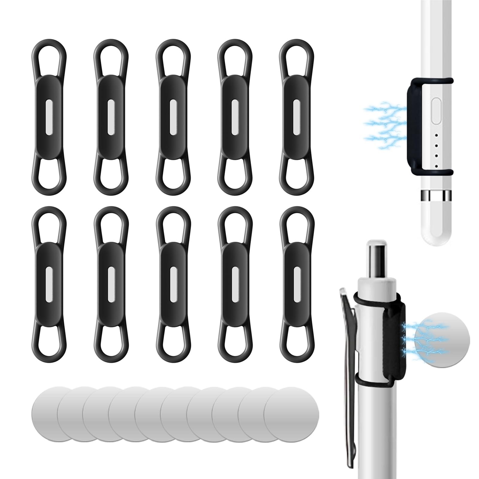 DGMDGS 10 Pack Magnetic Pen Holder for Refrigerator, Adjustable Pen Pencil Ho…