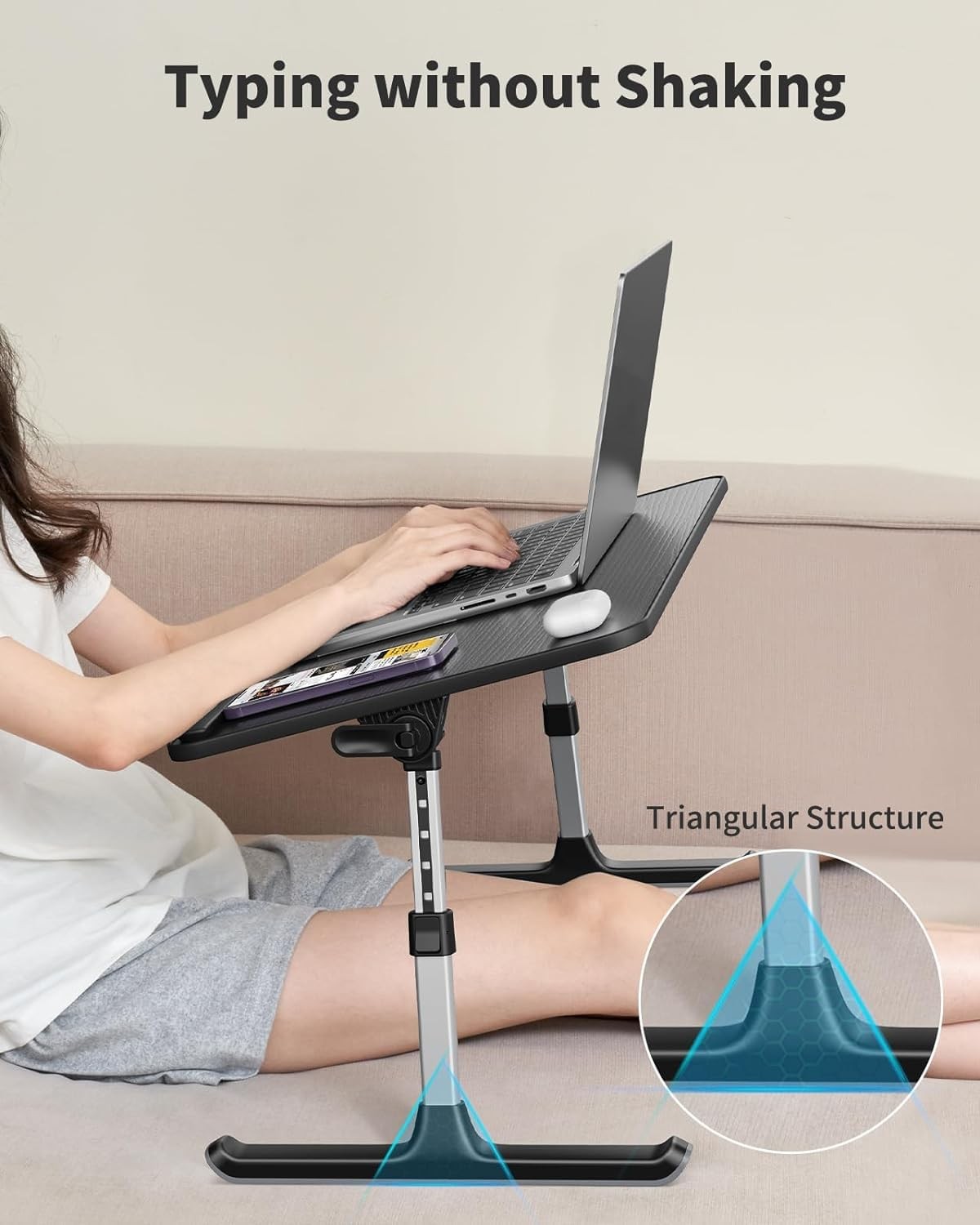Saiji Height Angle Adjustable Laptop Stand For Bed Lap Desk Bed Tray Table
