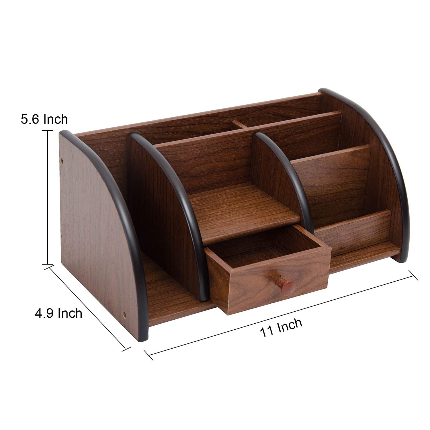 Liry Products Cherry Brown Wood Desktop Organizer Multiple Compartments Stepped