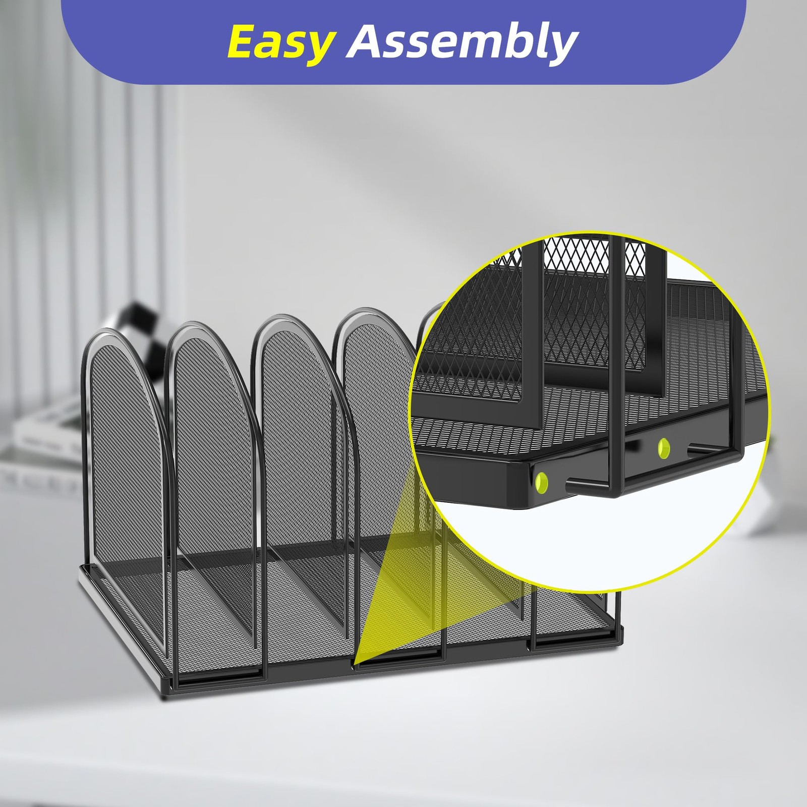 File Organizer for Desk, 5-Section Mesh Desk Organizer, Vertical File Holder …