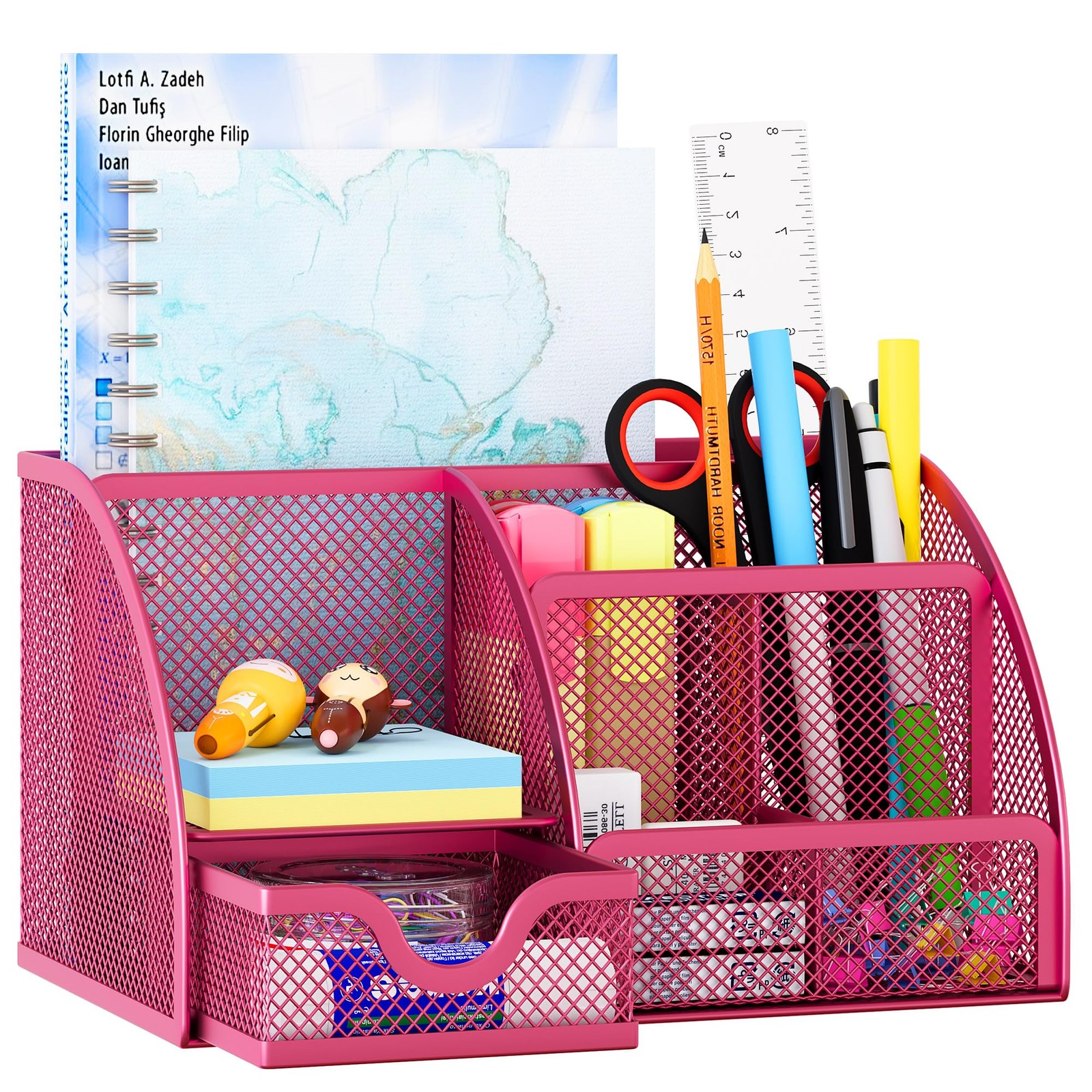 Mesh Desk Organizer with Drawer Multi-functional Pen Holder Stationery Organi…