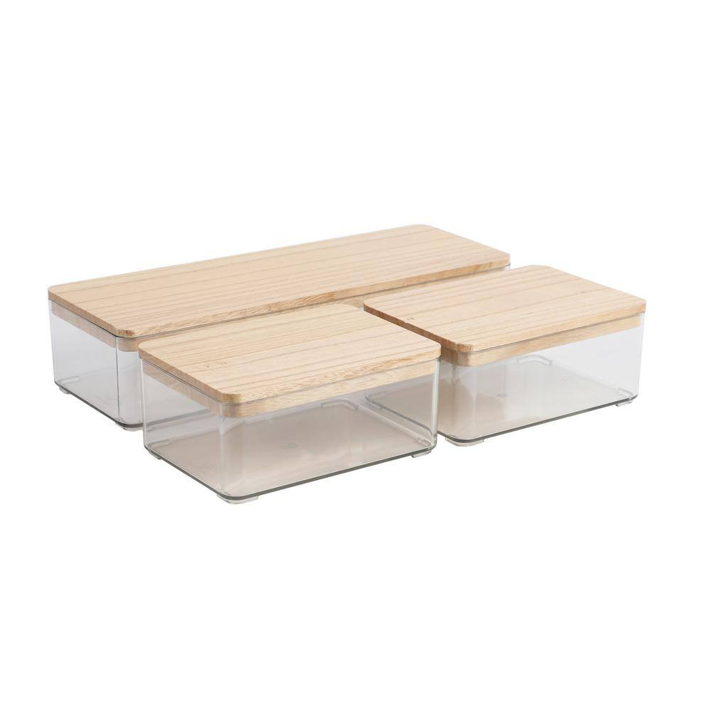 Clear/Light Natural Desk Organizer Set of 3 – 2 Small/1 Large