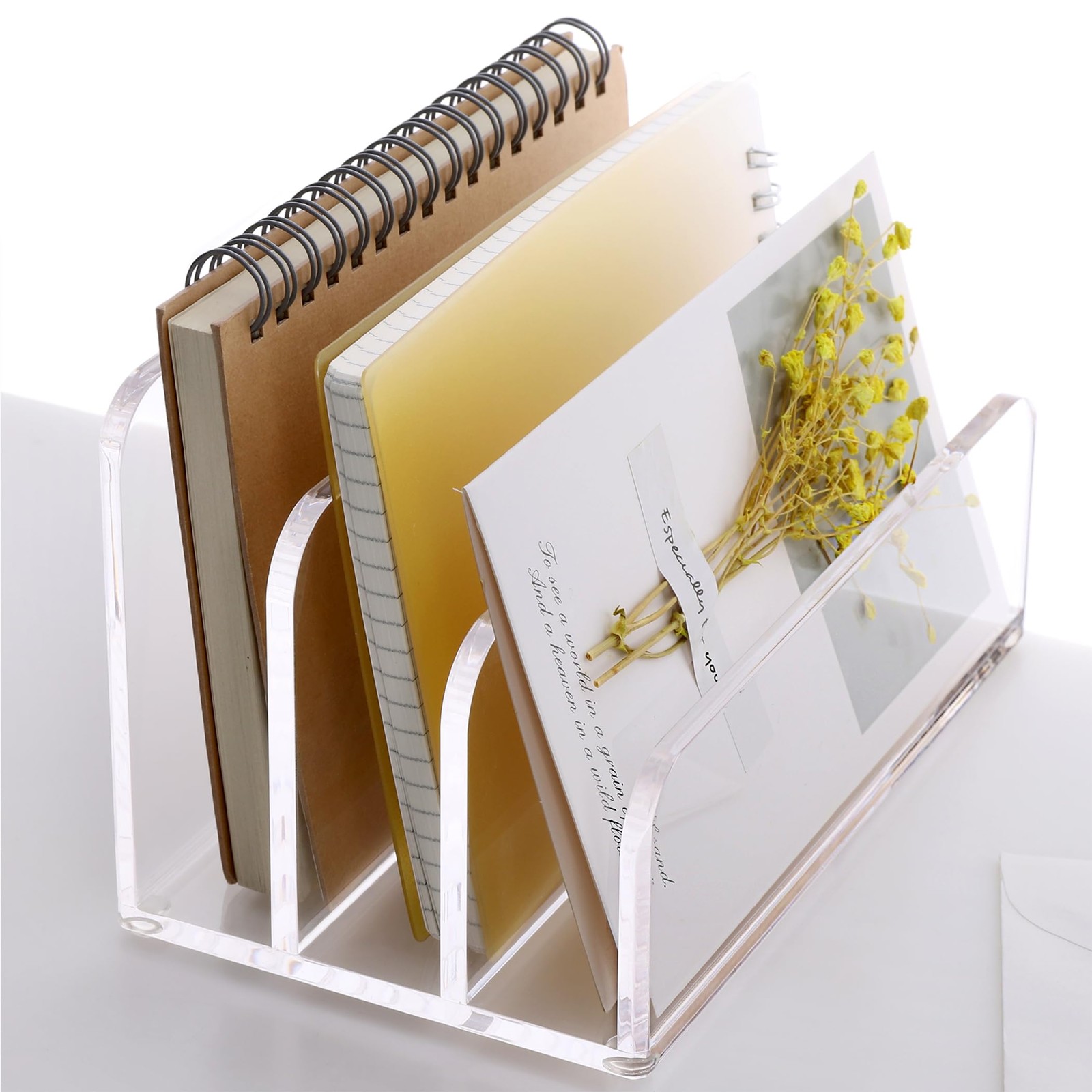 3 Compartment Acrylic File Mail Desktop Organizer Sorter Clear Desk Letter