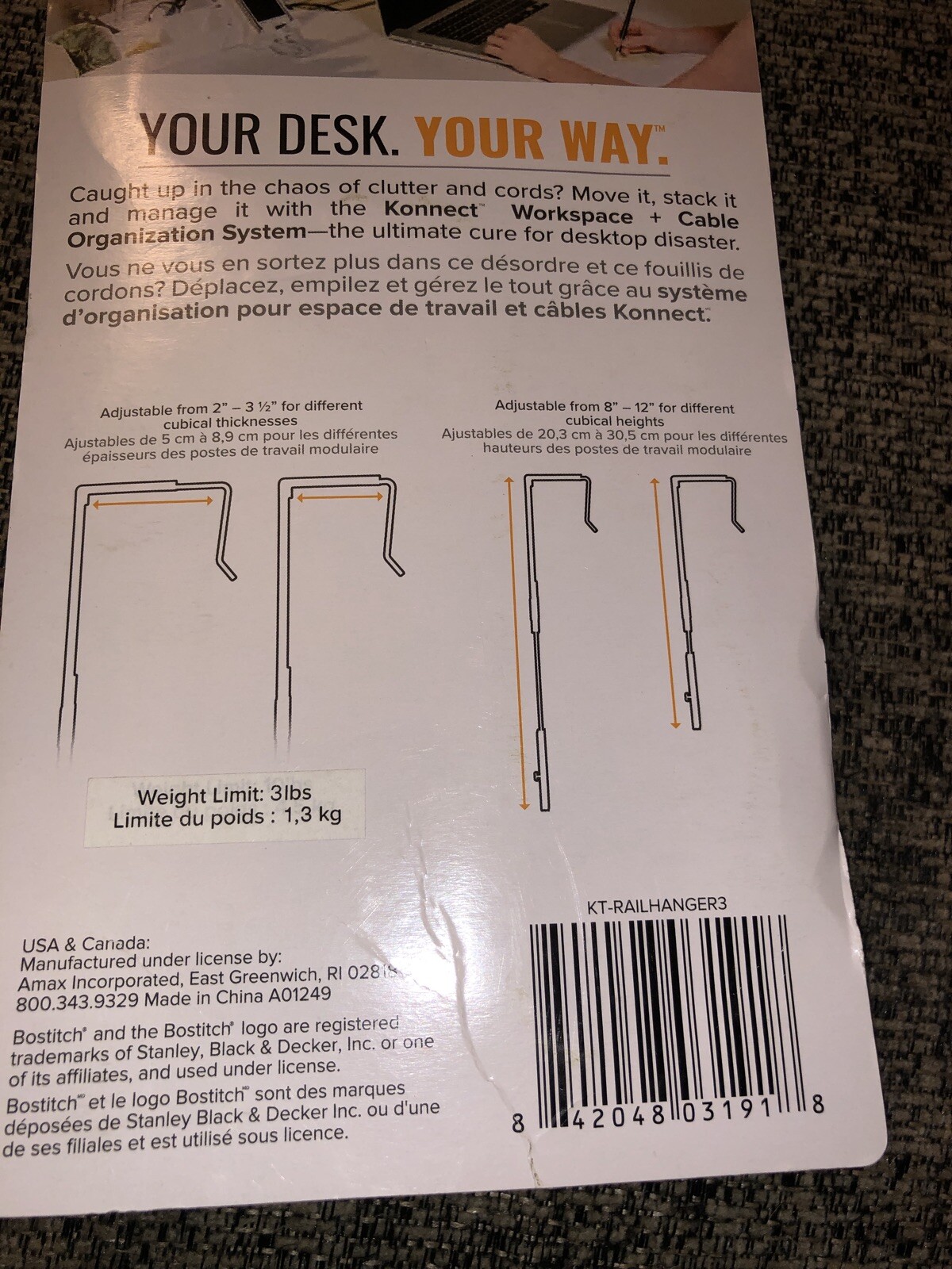 Bostitch Konnect Rail Hanger, Adjustable KT-RAILHANGER3