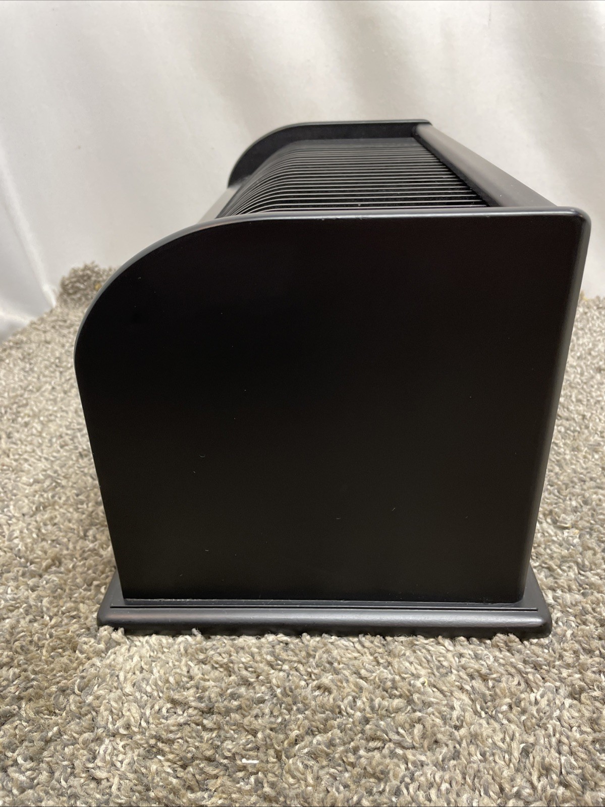 Black Wood Bill Organizer Mail Sorter Desk Organizer with 31 Slots & Drawer