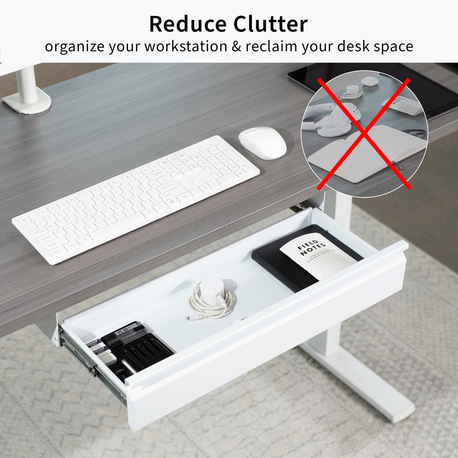 VIVO White Space Saving 22″ Pull Out Under Desk Storage Drawer without Shell
