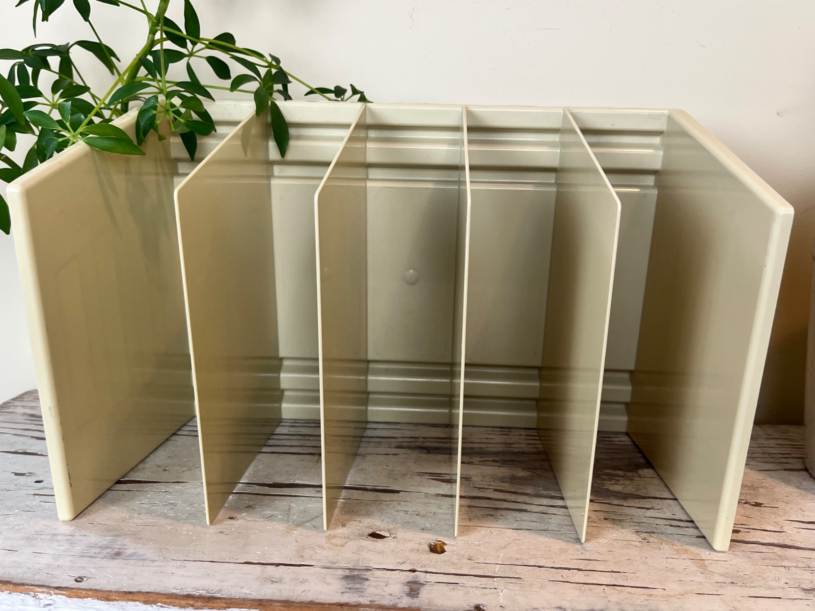 Vintage MCM Office Desk Beige File Organizer Plastic Retro 13″ x 9″ / Industrial