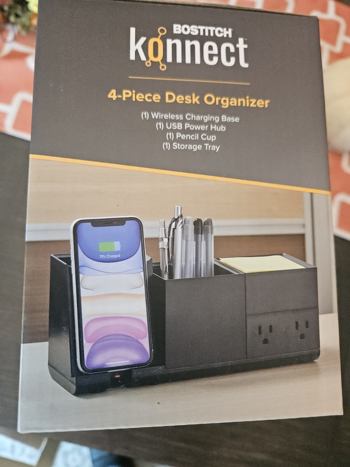 Bostitch Konnect 4-Piece Wireless Desktop Charging Desk Organizer NEW!