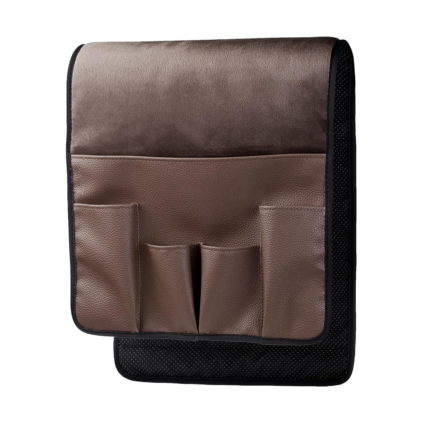 Brown Velvet Sofa Couch Chair Armrest Soft Caddy Organizer Holder Remote