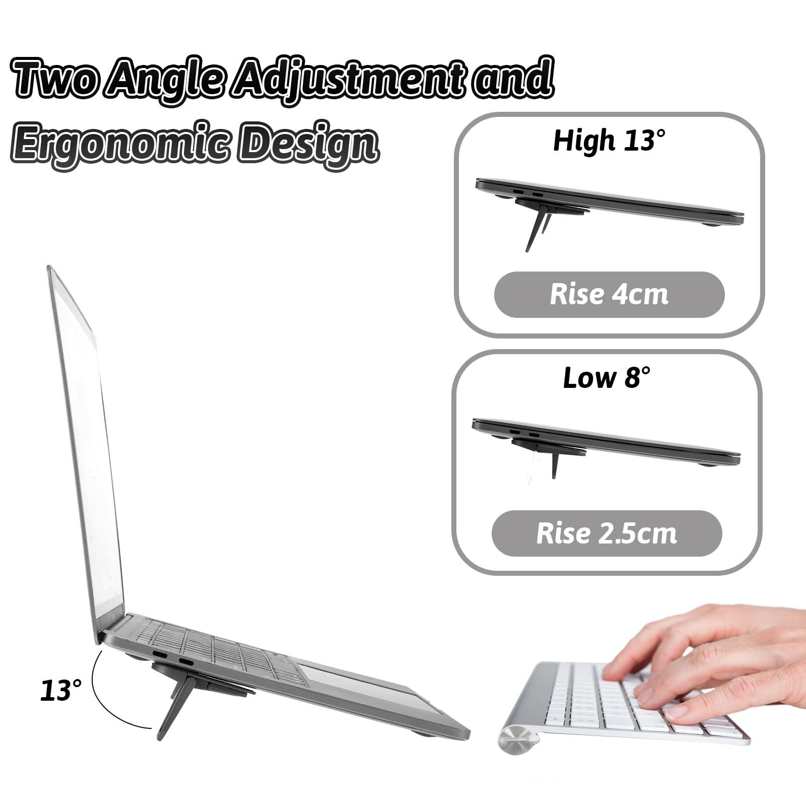 Bewudy 2 Pcs Portable Keyboard Riser, Dual Tilt Angle Adjustment Black