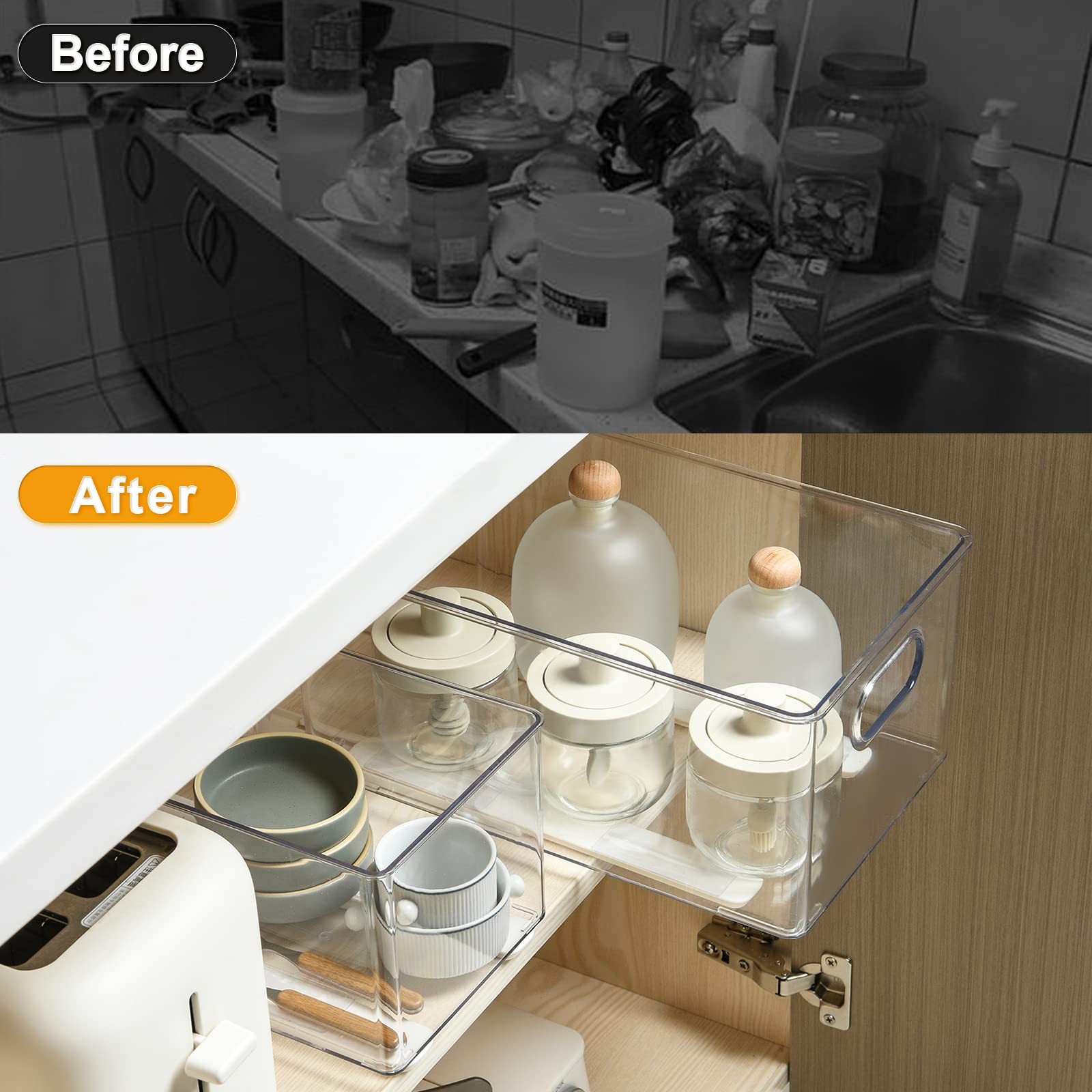 Summark 4 PCS Pull Out Rail for Baskets or Bins.Storage and Organization 2