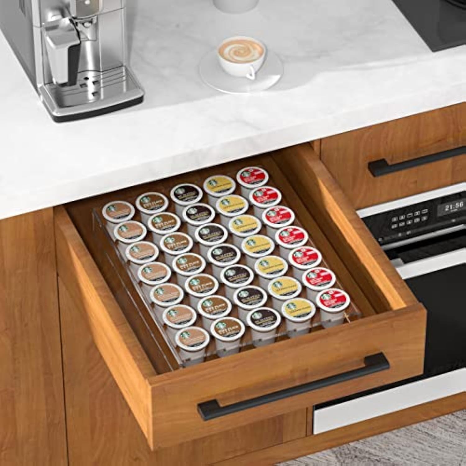 AITEE Acrylic K Cup Drawer Organizer, Clear K 35 pods (5×7),