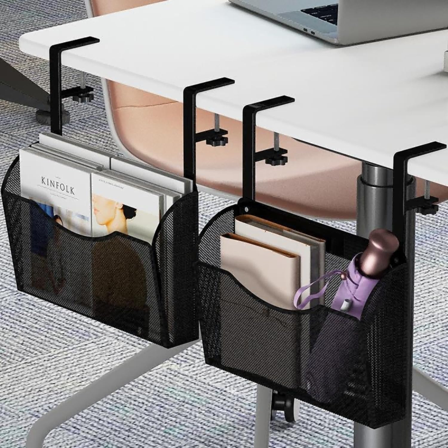 INLDY under Desk Drawer, Desk Side Storage, Hanging Desks Organizer, Clamp on Me
