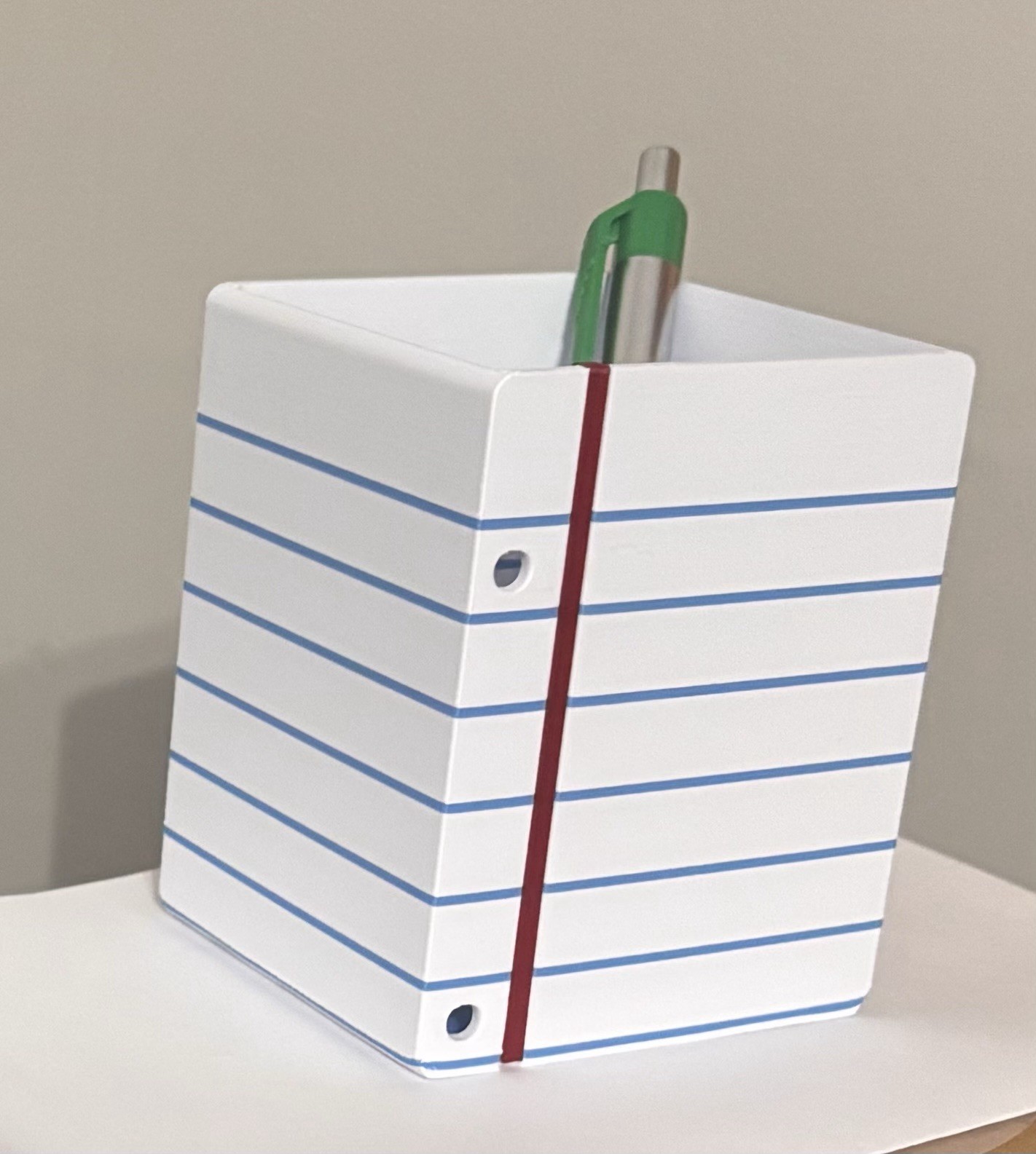 3D Notepad Design Plastic Pencil Holder Desktop Desk Organizer White Lined Paper