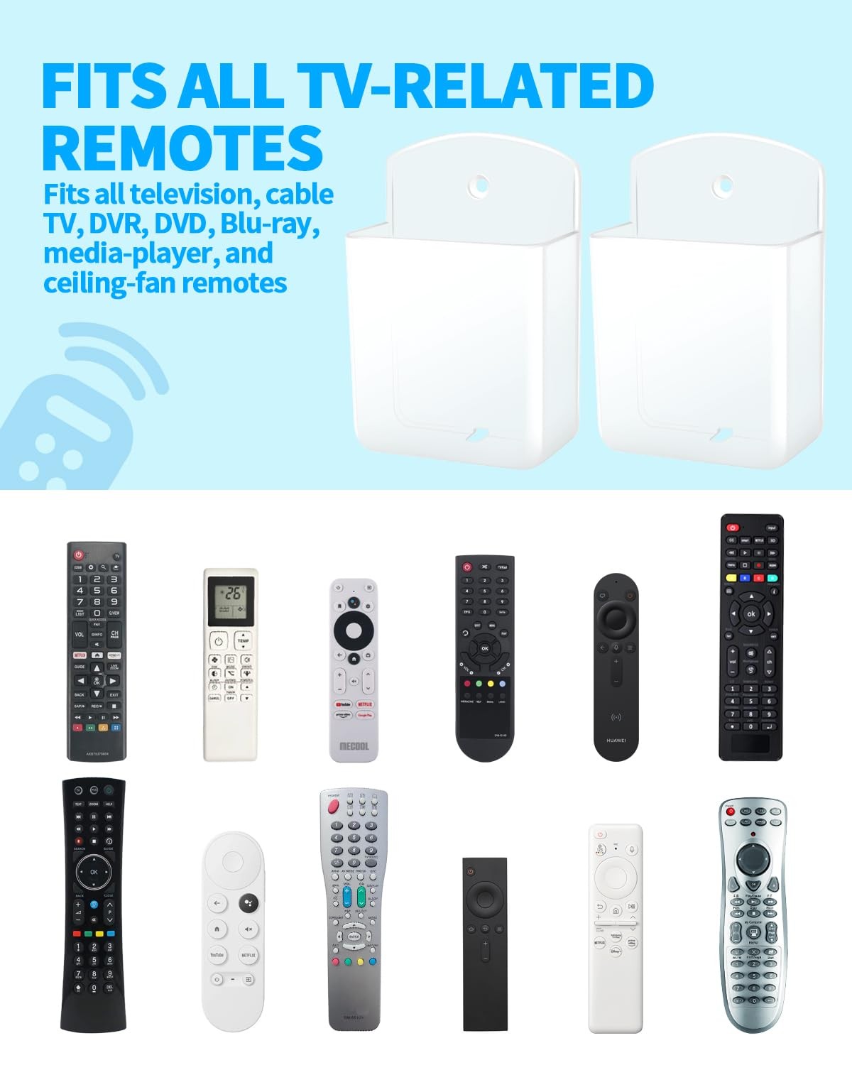 2 PCS Remote Control Holders Wall Mount, Self Adhesive TV Air Conditioner Rem…