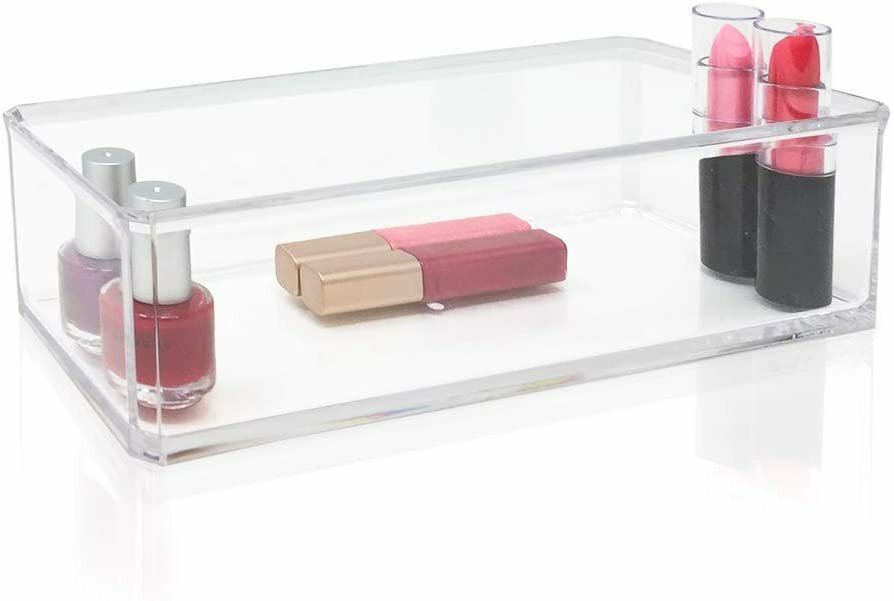Isaac Jacobs Clear Acrylic Rectangular Stackable Storage Organizer, Drawer Tray
