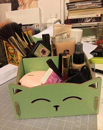Artkingdome DIY Cat Storage Artwork Cosmetic Collection Pen Pencil Green