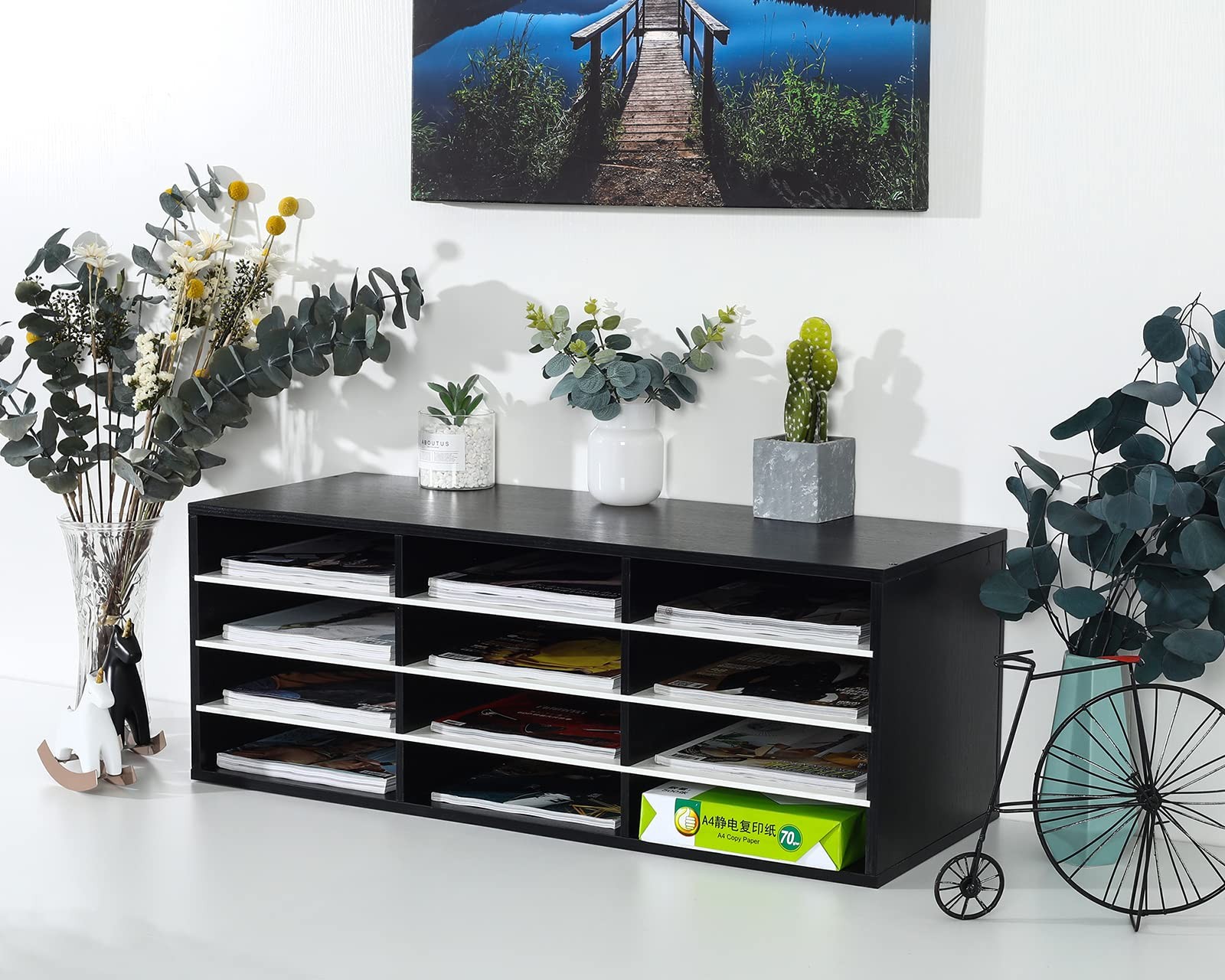 Mail Sorter, Wood Countertop Literature Organizer, Student Mailbox for Classr…