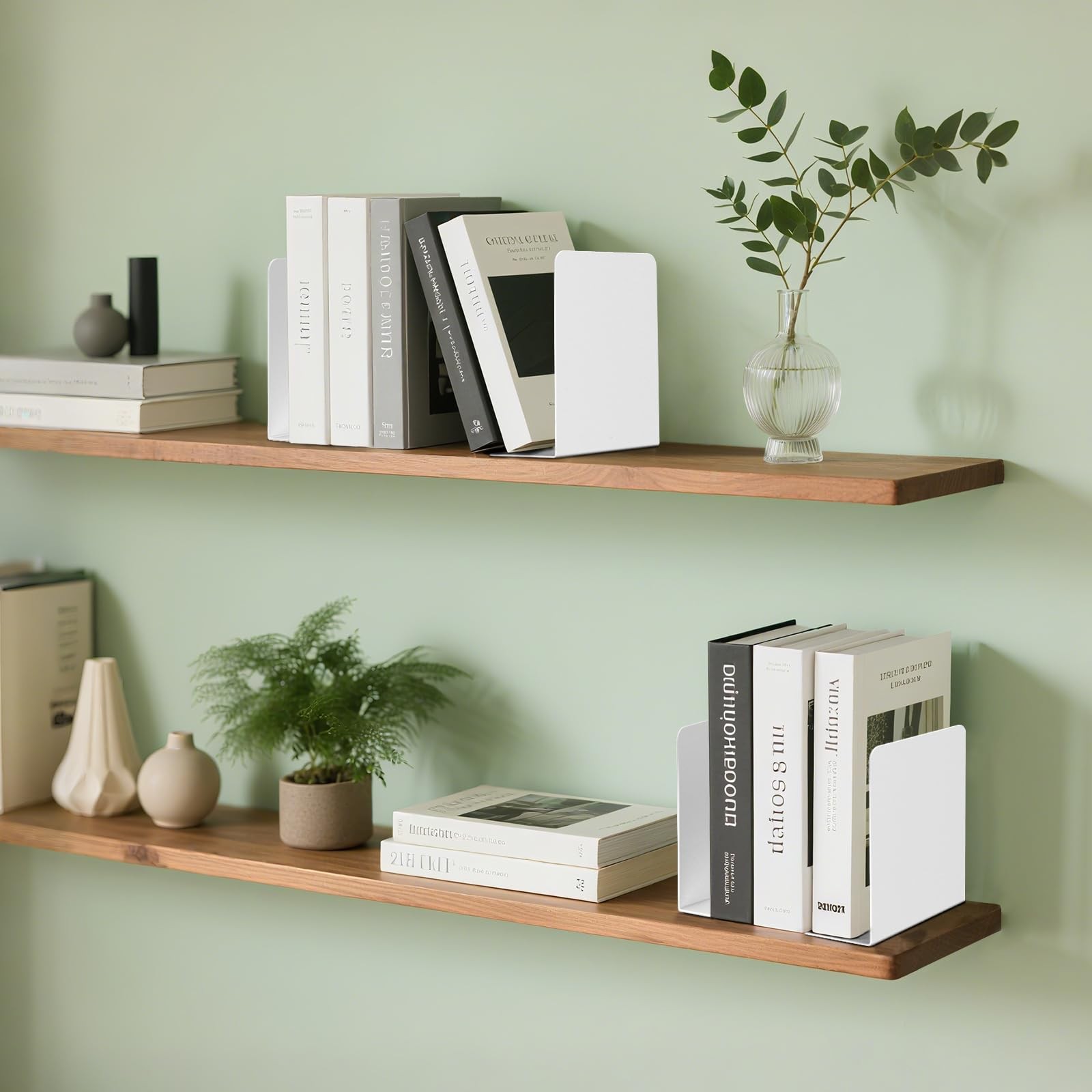 pindda Book Ends, 2 Pieces Metal Bookend 2 Pieces, B-white-frosted Surface