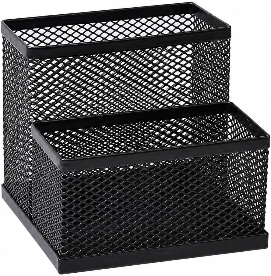 SHFKS Pen Holder for Desk Organizer,2Compartments Office Supply Organizer for Sc