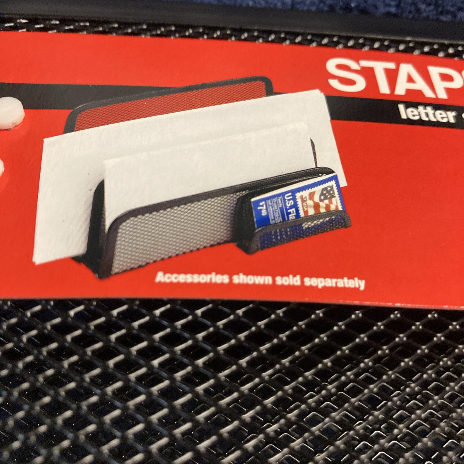 Staples 4 Slot Letter Sorter black mesh metal New