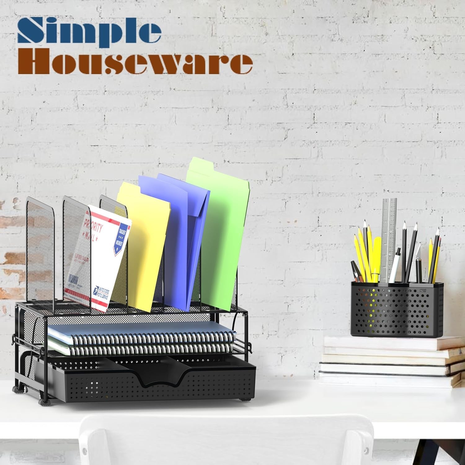 Modern Black Desk Organizer with Detachable Pen Bucket – Effortless Storage