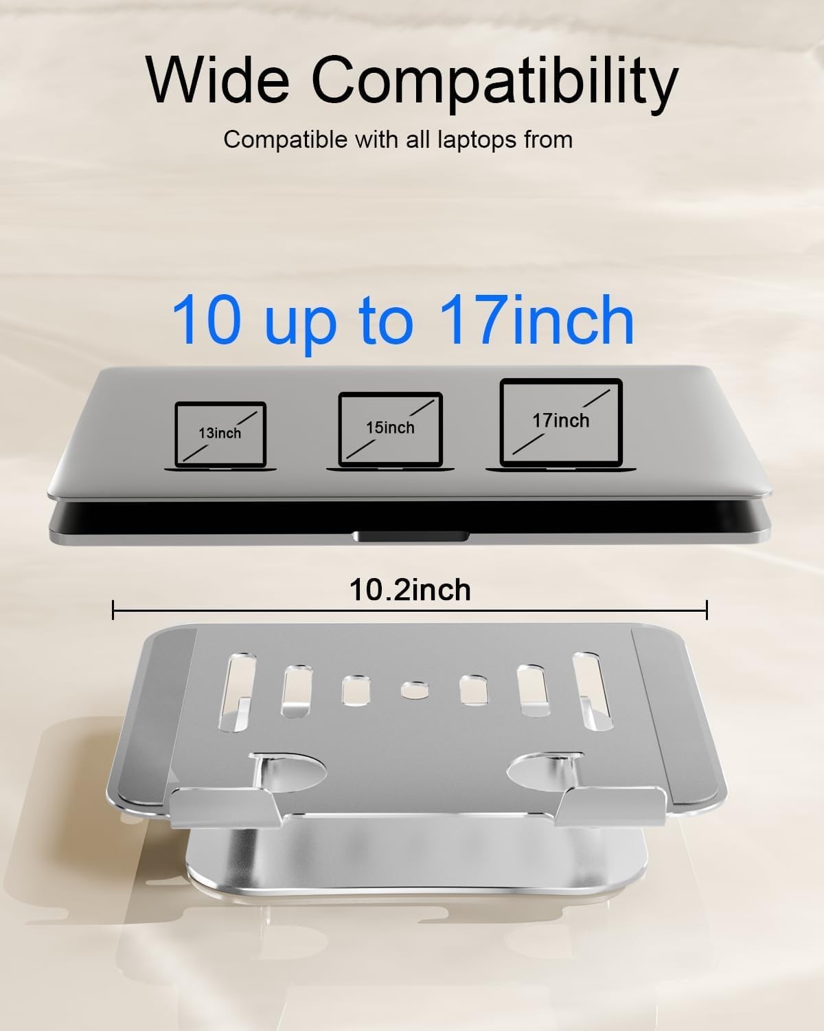 LINTYLE Laptop Stand for Desk Adjustable Height Portable Frosted Silver