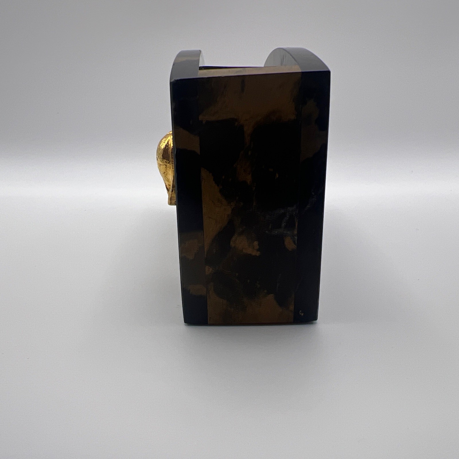 Bey-Berk Wall Street Golden Bull and Bear Tiger Eye Marble Pen Pencil Holder ￼