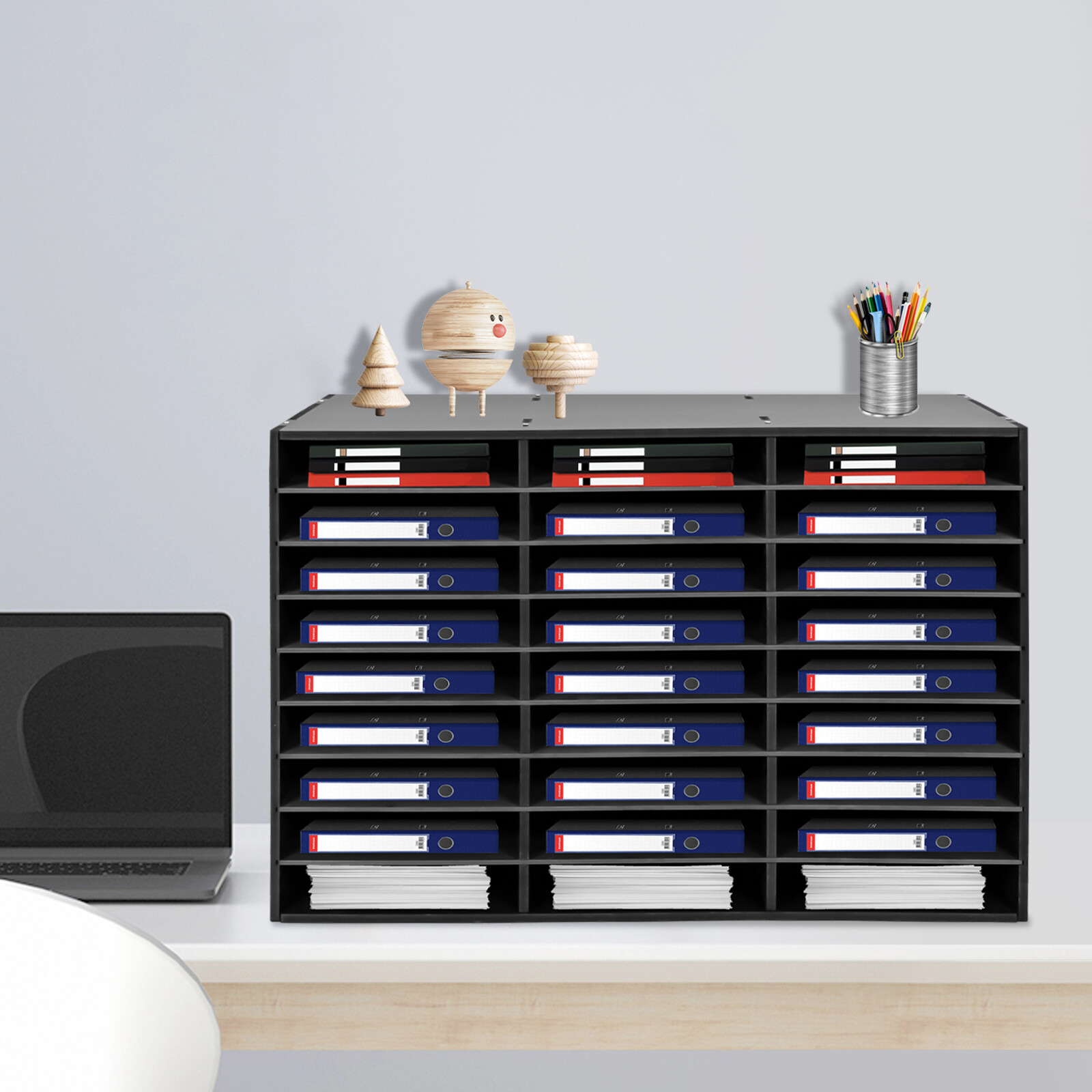 27 Slots File Sorter Literature Organizer Mail Paper Storage Holder Open Design~
