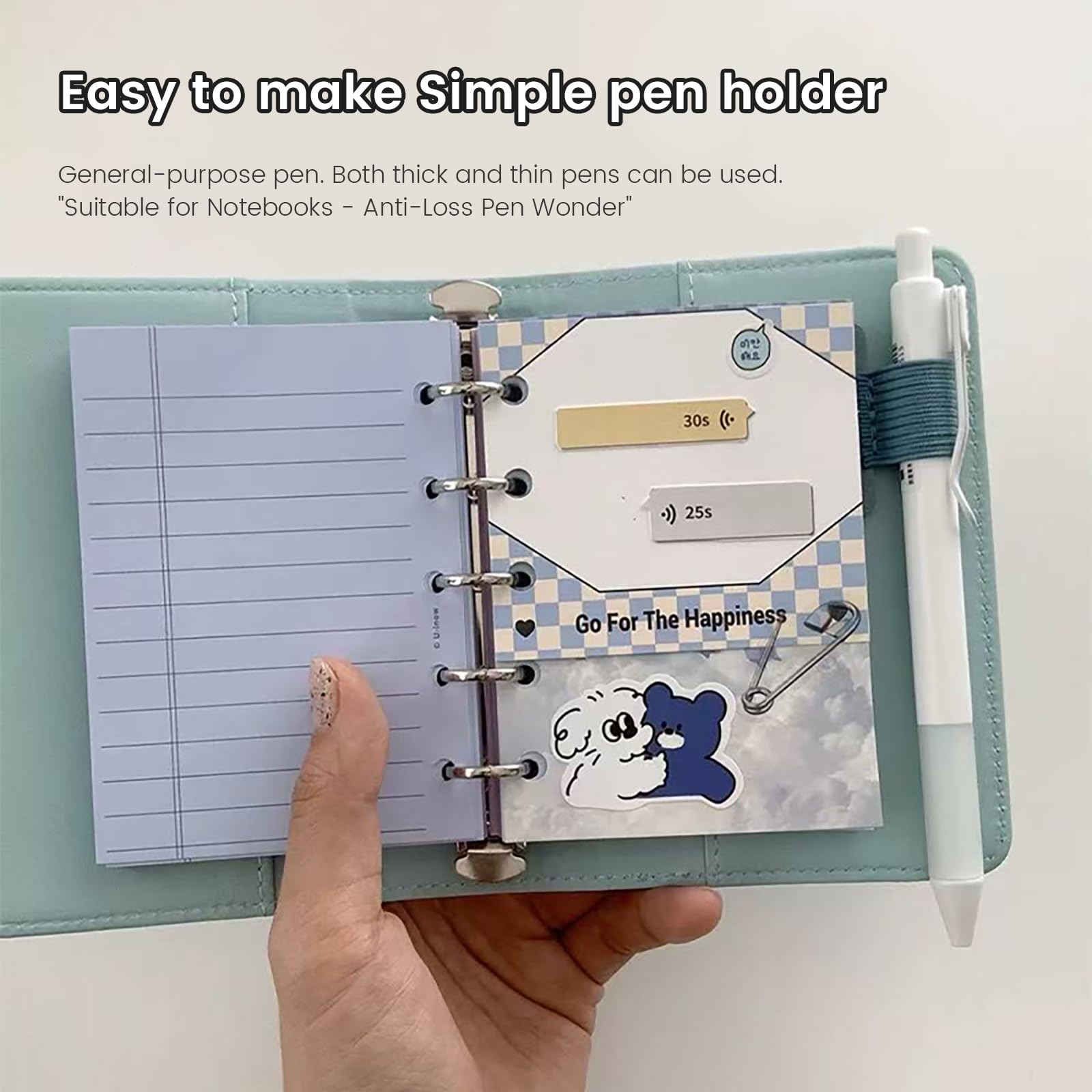 Pen Loop Holder for Notebook 6 Pcs Adhesive Pen Holder Colorful Leather Elast…