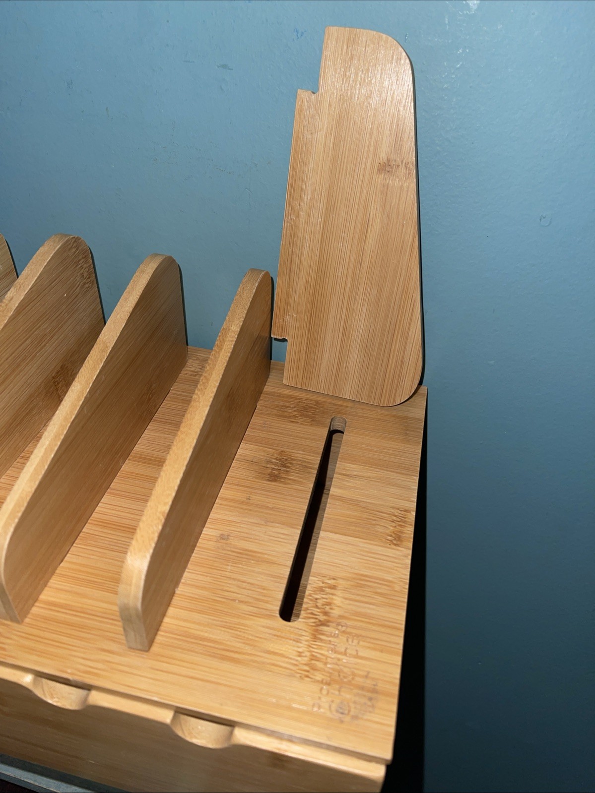 2 Piece Bamboo Desk Set Up To 5 slot Charging Station Pencil/Mail Holder 449