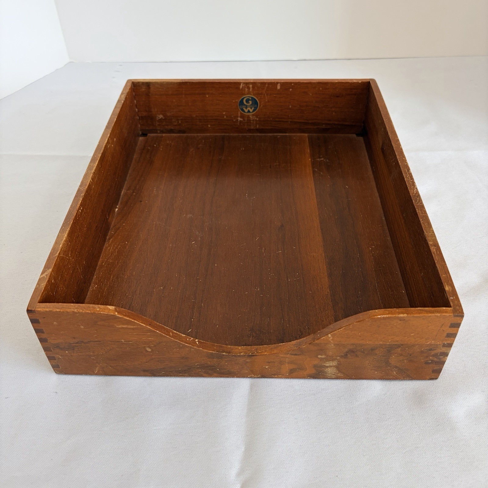Vintage Globe-Wernicke Wooden Desk Tray No. 2-12 1/2 x 10 Dovetail Corners