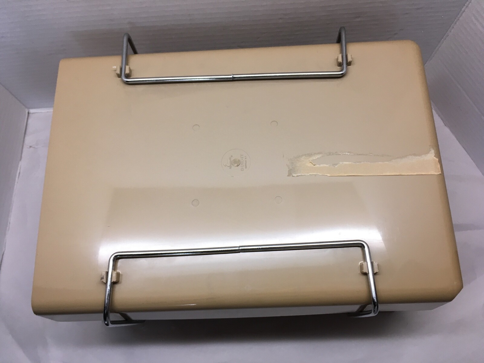Vtg McDonald Duk-It Beige Plastic Chrome 2-Tier In Out Desk Tray Organizer MCM