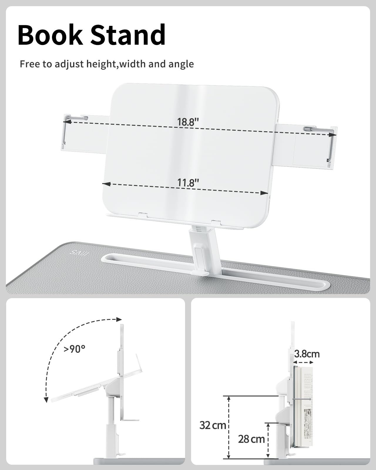 Saiji Laptop Desk For Bed Premium Xxl Extra Large Upgraded Height Angle