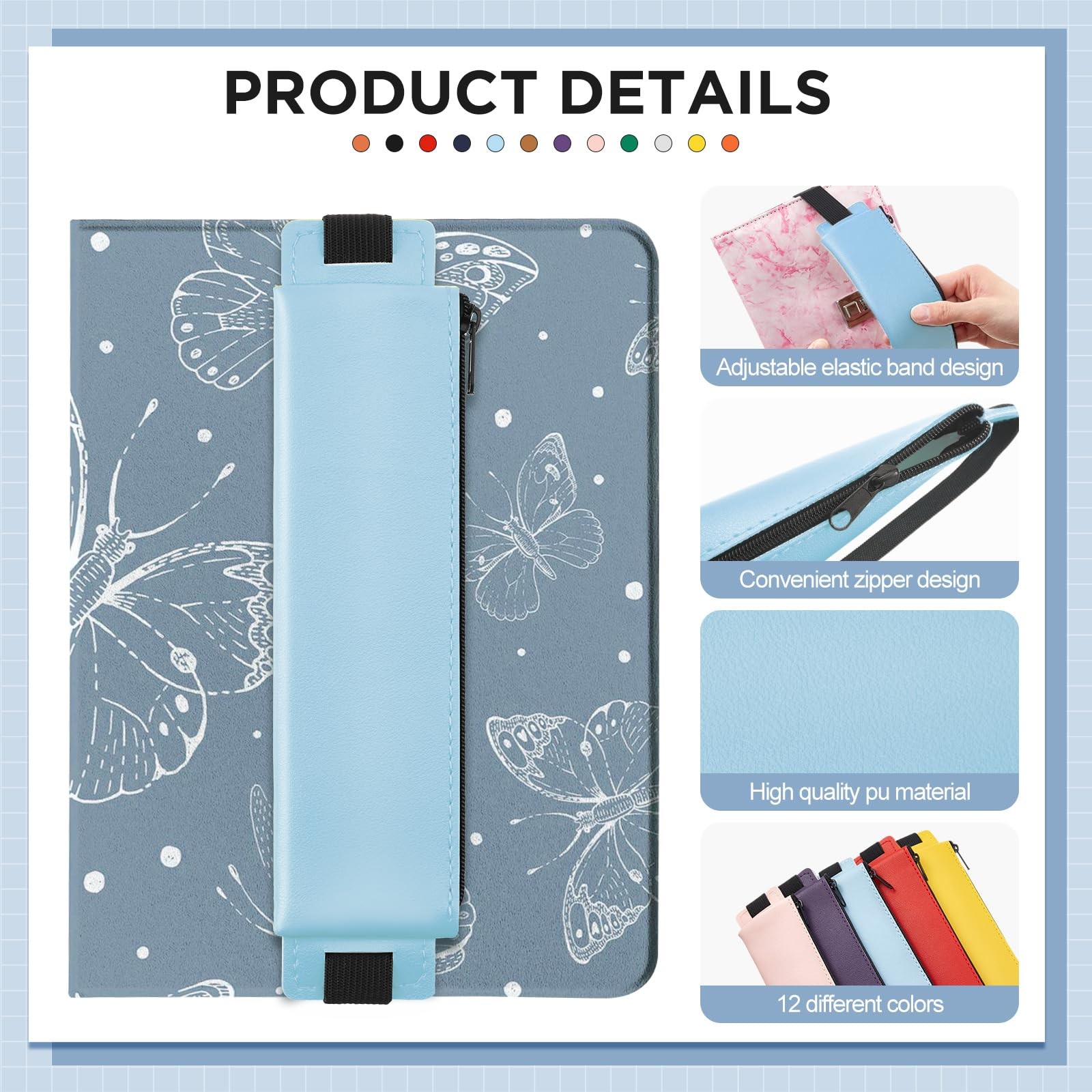 12 Pcs Christan Adjustable Pencil Holder Elastic Adjustable Pen Case Detachab…